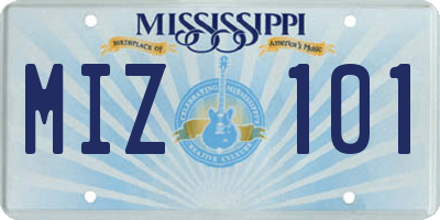 MS license plate MIZ101
