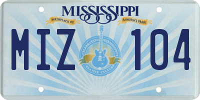MS license plate MIZ104
