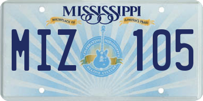 MS license plate MIZ105