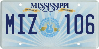 MS license plate MIZ106