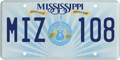 MS license plate MIZ108