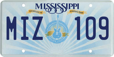 MS license plate MIZ109