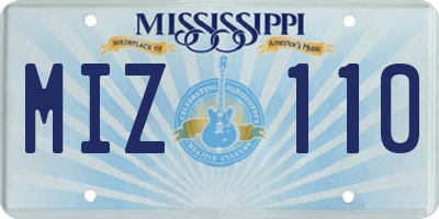 MS license plate MIZ110