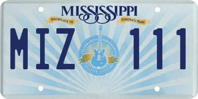 MS license plate MIZ111