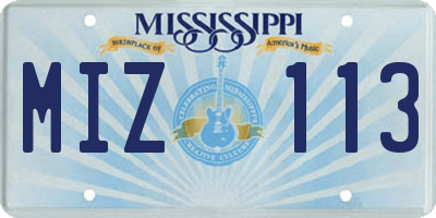 MS license plate MIZ113