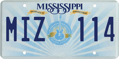 MS license plate MIZ114