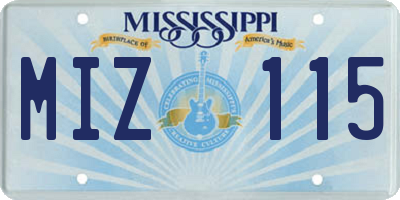 MS license plate MIZ115