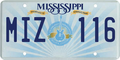 MS license plate MIZ116