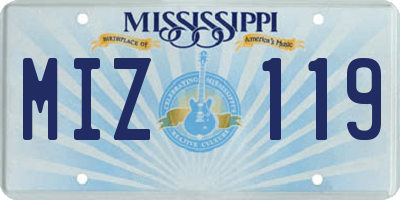 MS license plate MIZ119