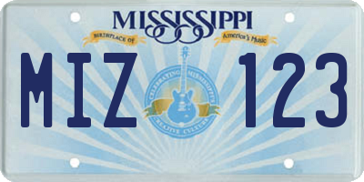 MS license plate MIZ123
