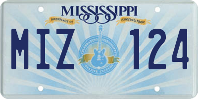 MS license plate MIZ124