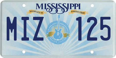 MS license plate MIZ125