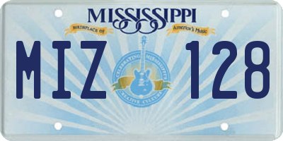 MS license plate MIZ128