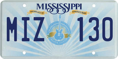 MS license plate MIZ130