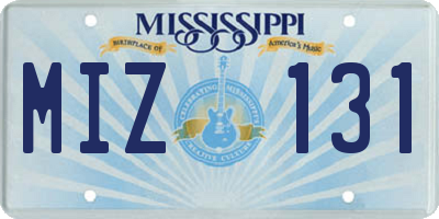MS license plate MIZ131