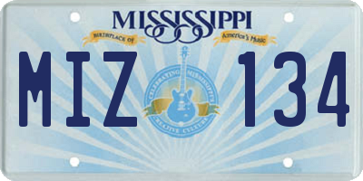 MS license plate MIZ134