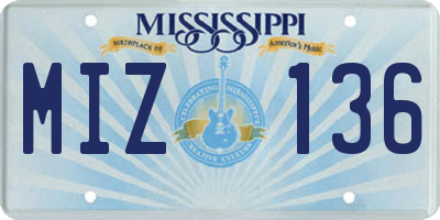 MS license plate MIZ136