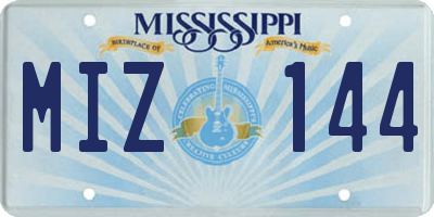 MS license plate MIZ144