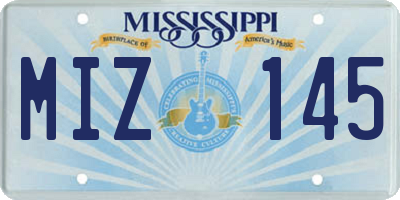 MS license plate MIZ145