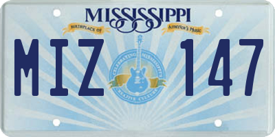 MS license plate MIZ147