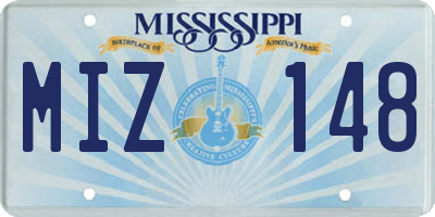 MS license plate MIZ148