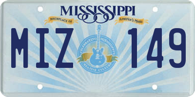 MS license plate MIZ149
