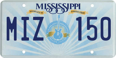 MS license plate MIZ150