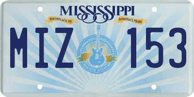 MS license plate MIZ153