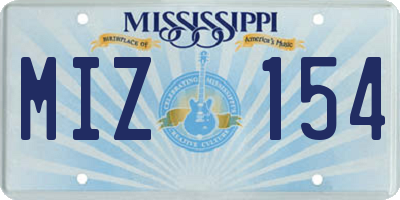 MS license plate MIZ154