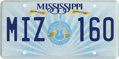 MS license plate MIZ160