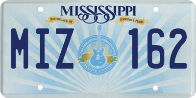 MS license plate MIZ162