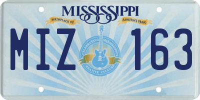 MS license plate MIZ163