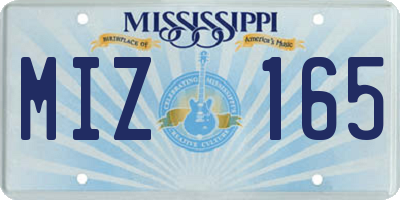 MS license plate MIZ165