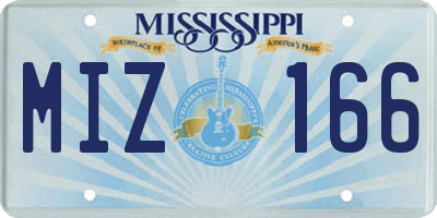 MS license plate MIZ166