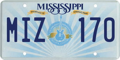 MS license plate MIZ170