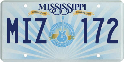 MS license plate MIZ172