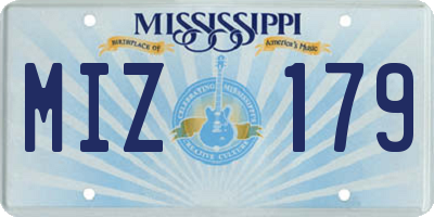 MS license plate MIZ179