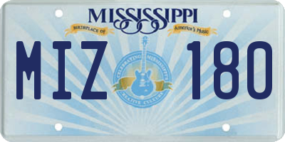MS license plate MIZ180