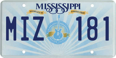 MS license plate MIZ181