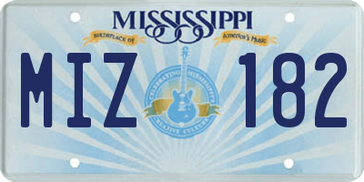 MS license plate MIZ182