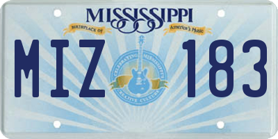 MS license plate MIZ183