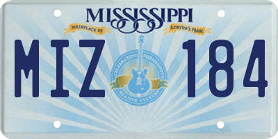 MS license plate MIZ184