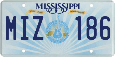 MS license plate MIZ186