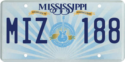 MS license plate MIZ188