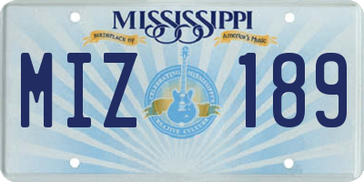 MS license plate MIZ189
