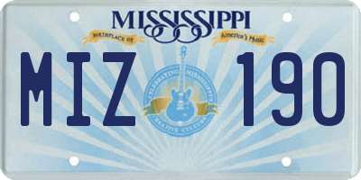 MS license plate MIZ190