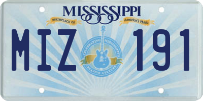 MS license plate MIZ191