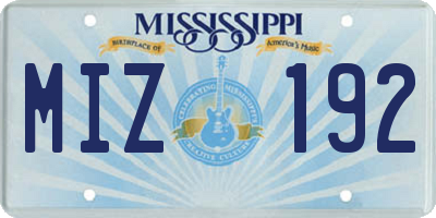 MS license plate MIZ192