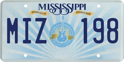 MS license plate MIZ198
