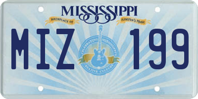 MS license plate MIZ199